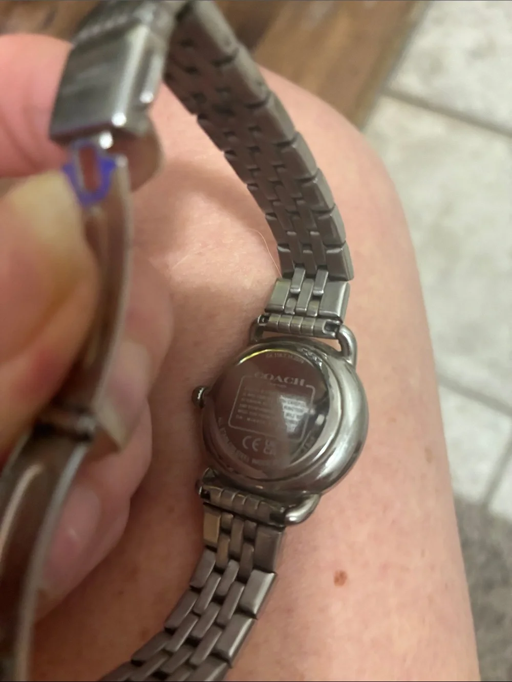 EUC Coach Silver Bracelet Watch with Pink Sunray Dial. All links in watch.